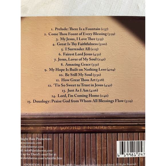 Adoration David Nevue Solos Piano Hymns CD EUC - Picture 5 of 5